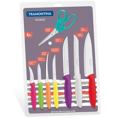 Juego De Cuchillos Tramontina Plenus Tijera 8 Piezas Set Kit