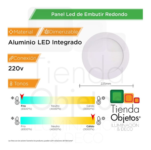 Imagen 3 de 10 de Panel Led 18w Spot Embutir Redondo 1600lm Macroled