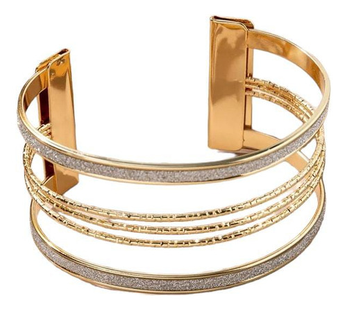 Shein Pulsera Abierta Con Diseño Brillante Amarillo Oro