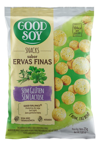 Snack Ervas Finas sem Glúten Zero Lactose Good Soy Pacote 25g