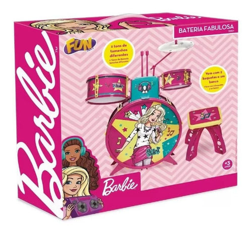 Bateria Infantil Da Barbie Fabulosa F00047 - Fun