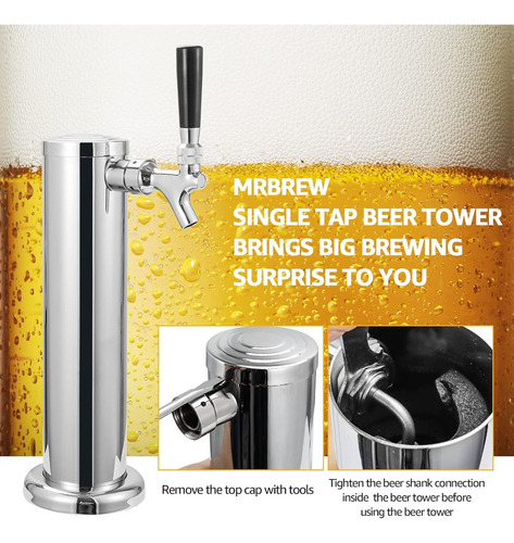 Torre Cerveza Acero Inoxidable Con Dispensador Un Solo Grifo