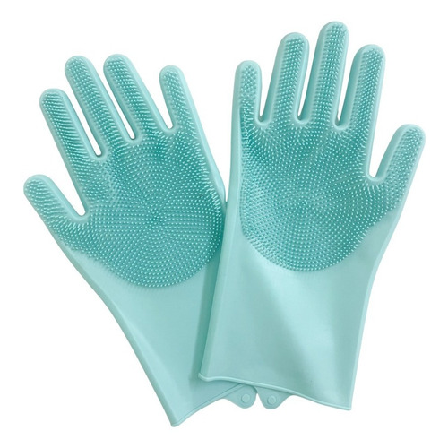 Guantes Esponja De Silicona Color Celeste