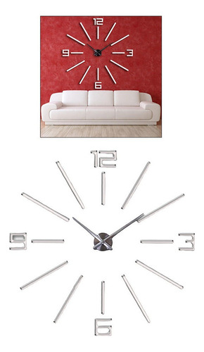 Gran Reloj De Pared Diy Moderno Reloj De Pared 3d Con Plata