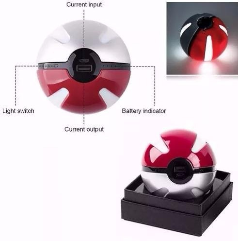 Cargador Portatil De Pokebola Pokeball 10000 Mah Pokemon Go