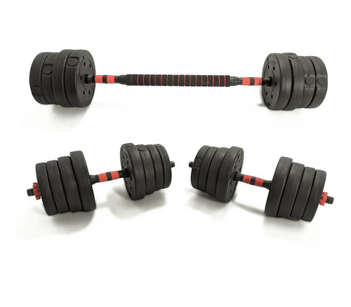 Imagen 8 de 10 de Kit Mancuernas Y Barra Con Tope A Rosca + 10 Kg Discos Pvc