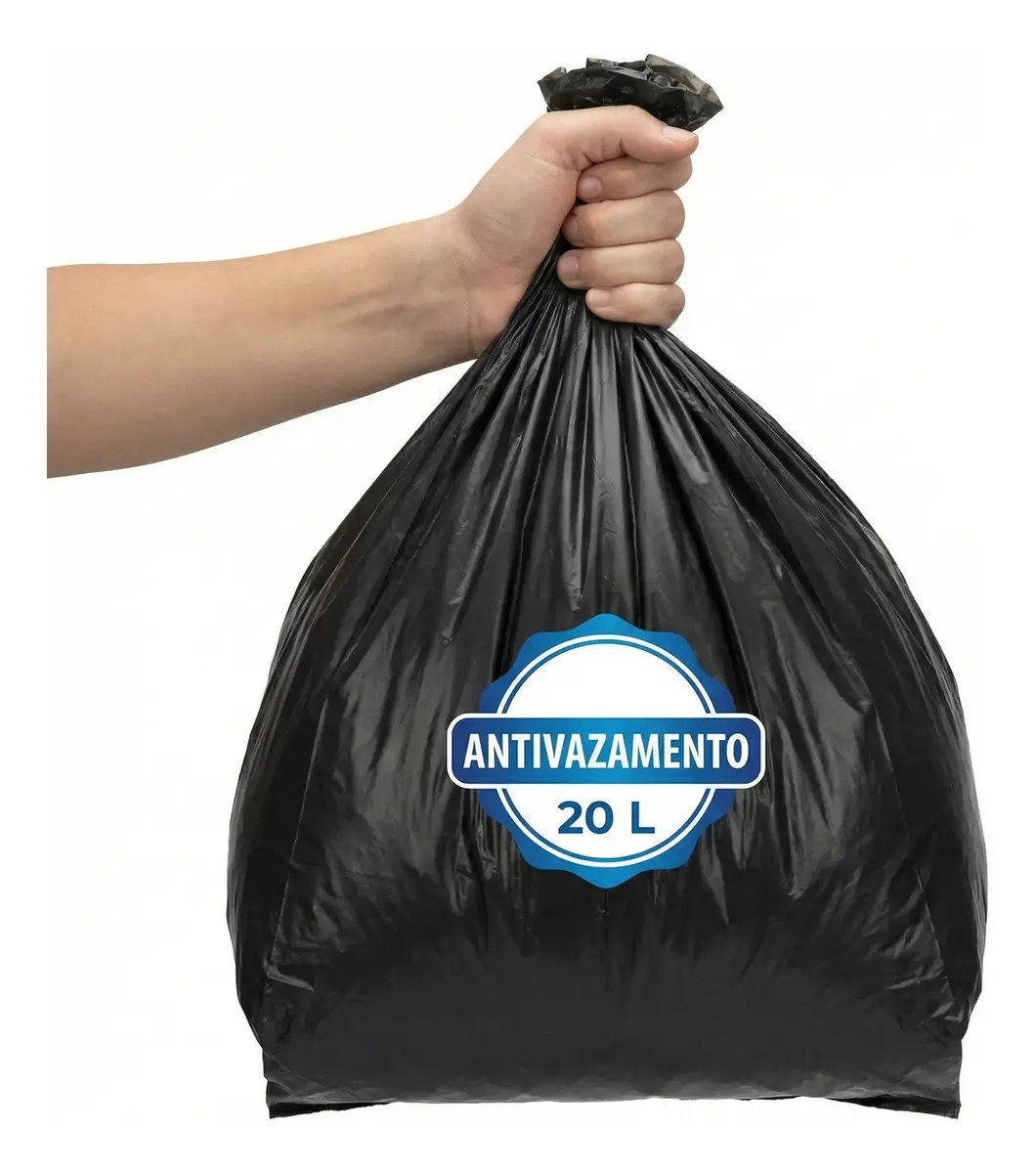 Saco De Lixo Preto 20l Alta Resistência C/100 Un