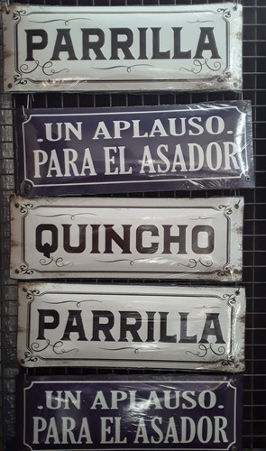 Cartel Chapa Vintage Quincho Parrilla  Decoracion 36x13cm