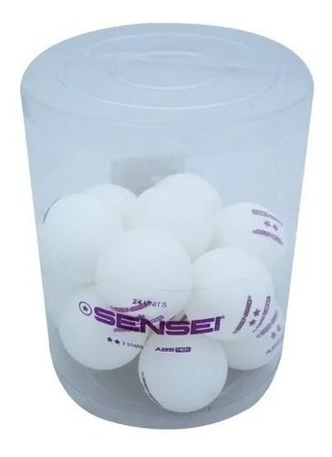 Balde Pelotas Ping Pong X24 Sensei 2 Estrellas Blanco