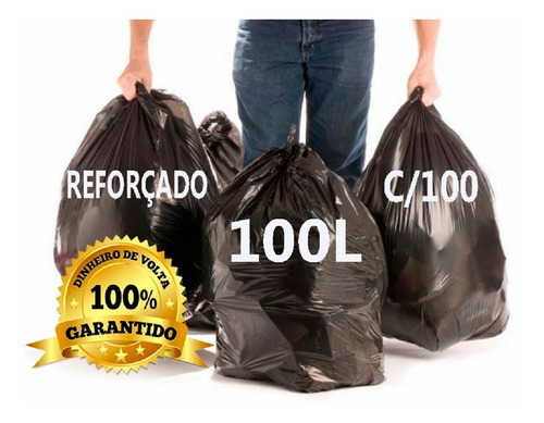 Saco De Lixo 100 Litros Resistente 100 Unidades