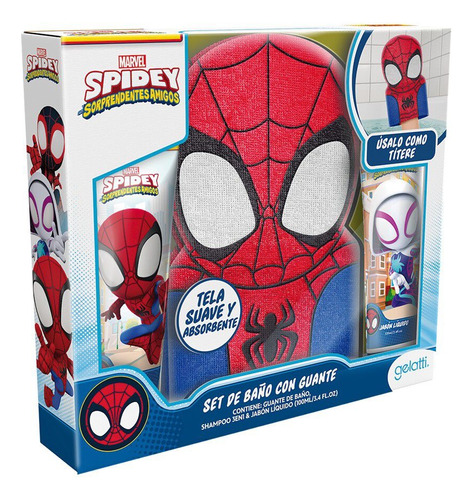 Set Baño Marvel Spidey Shampoo+jabon Ghost Spider Man+guante