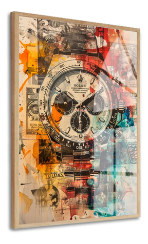 Quadro Decorativo Relógio Moderno Colorido Moldura E Vidro
