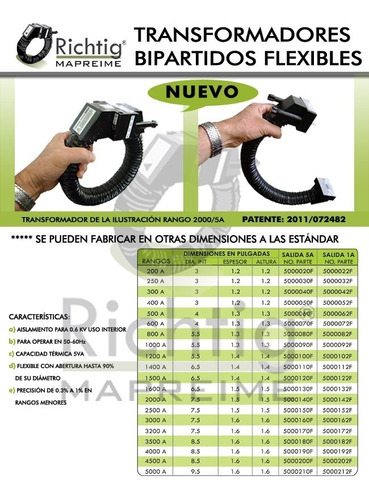 Transformador Bipartido Flexible - 600a Salida 5a