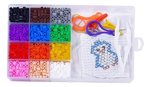 Diy Pixel Art Bead Perler Beads Com Caixa 12 Cores 1200pcs