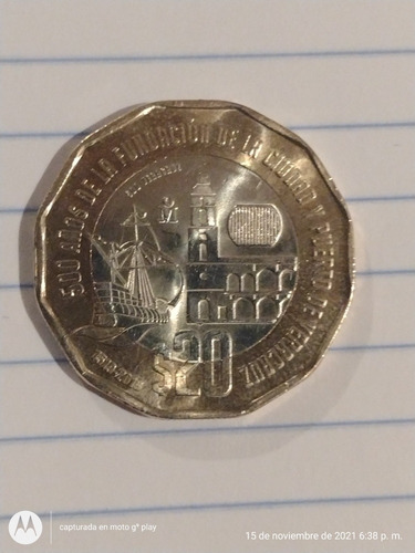 Vendo Moneda De 20 Pesos De Colección De Los 500 Años Del Pu