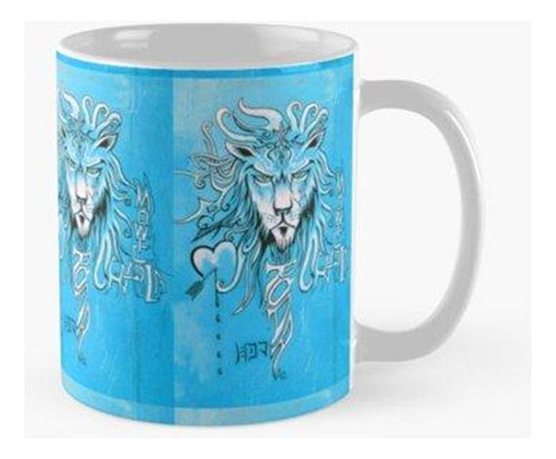 Taza Corazón De León Cielo Azul Calidad Premium