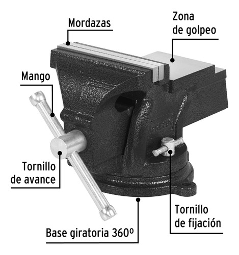 Tornillo Banco Prensa Morsa 5´ Base Giratoria Hierro 26042