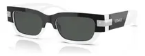 Comprar Gafas de sol Versace Ve4465 545987 53 con montura en la parte superior en blanco y negro, parte superior apresurada en negro\u002Fblanco y negro, lente gris oscuro, diseño rectangular