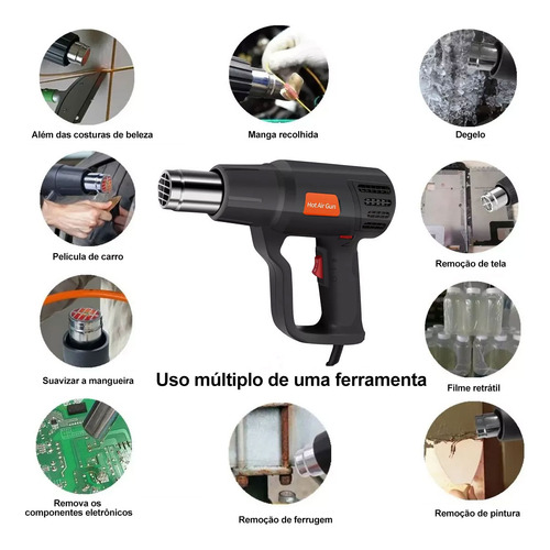 Soprador Térmico 2000w ,possui Dois Modos De Operação,50-600ºc,soprador Térmico Profissional Assoprador Pistola Ar Quente 220v