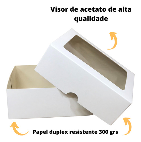Caixa Para Presente Branca Com Visor - 14x11x5 - 50 Uni