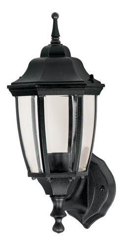 Farol De Pared Exterior Aluminio Negro Y Cristal Volteck 