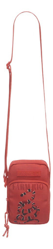 Bolsa Transversal Farm Gema Design Liso De Poliéster  Vermelha Com Alça De Ombro Vermelha Alças De Cor Vermelho E Ferragens Níquel