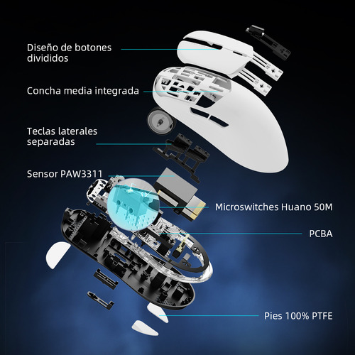 Mouse Gamer Inalambrico Ml7 Paw3311 12000dpi Recargable