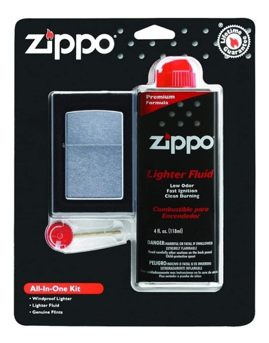 Zippo 24651 Kit Todo En Uno Encendedor  Fluido 6 Pedernales