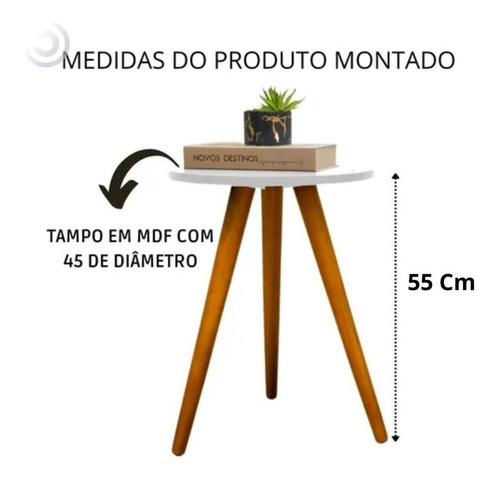 Mesa De Canto Pé Palito Redonda Decorativa Sala De Estar