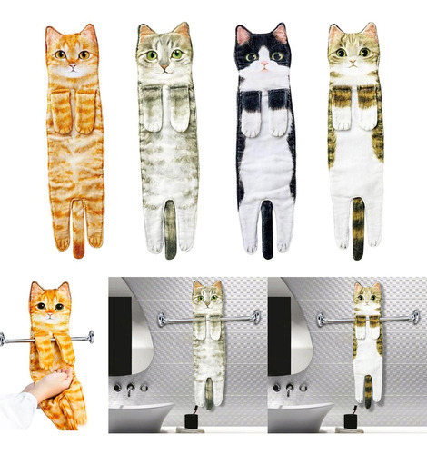 4pcs Multipurpose Funny Hand Towels Drying Absorbent Soft