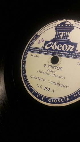 Antiguo Disco Vinilo Pasta 78rpm., Odeon, Francisco Canaro.