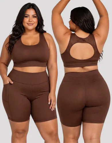 Conjunto Plus Size Academia Top Kit Fitness Bermuda Treino