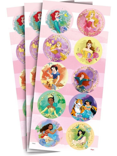 Adesivo Redondo Decorativo - Princesas Disney - 30un Disney