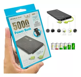 Power Bank Pineng 5000mah Entradas V8 Tipo C Usb-c Lighting