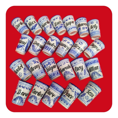Imagen 1 de 8 de Set 65 Tequileros Shot Personalizados Talavera Poblana Tql