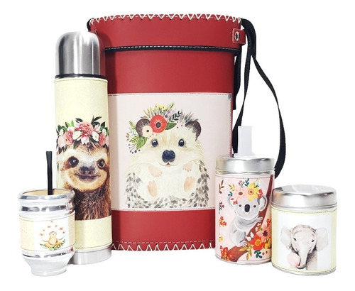 Set Matero Equipo Kit De Mate Animalitos Selva, Marbry Shop