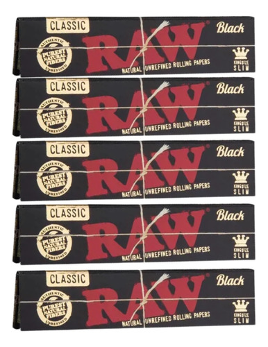 Kit Tabacaria 5 Sedas Raw Black King Size Classica Original 