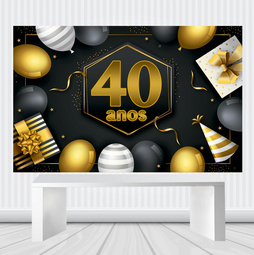 Painel Aniversário Idade Retangular 1,00m X 0,65cm Em Lona