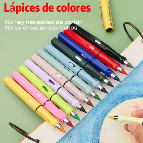 10 Lápices Infinito Mágico Con Punta De Color