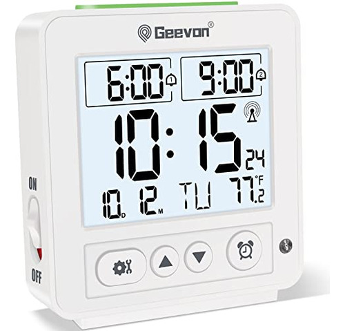 Atomic Travel Alarm Clock With Auto/8s Backlight, 2 Ala...