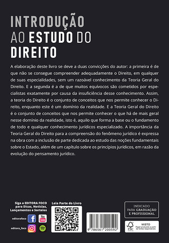 Introdução Ao Estudo Do Direito - 4ª Ed - 2024, De Hugo De Brito Machado., Vol. 1. Editorial Editora Foco, Capa Mole, Edição 4 Em Português, 2024