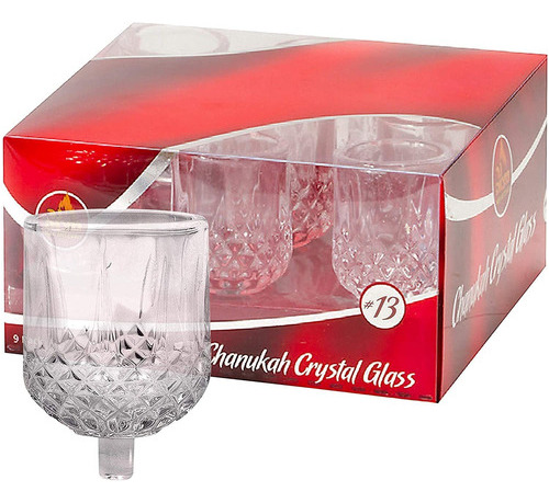 Hanukkah Menorah - Vasos De Aceite De Cristal Elegantes Para