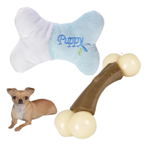 Juguete Perros Peluche Hueso Cachorros Suave Sonido Nylon