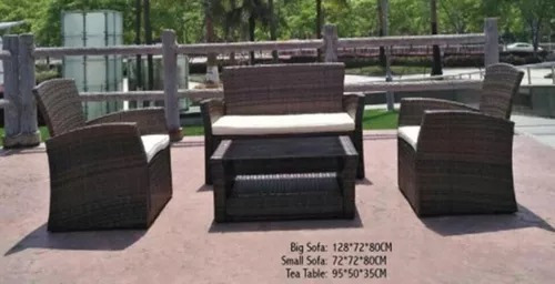 Juego De Jardin - Exterior- Simil Rattan 3 Sillones + Mesa 