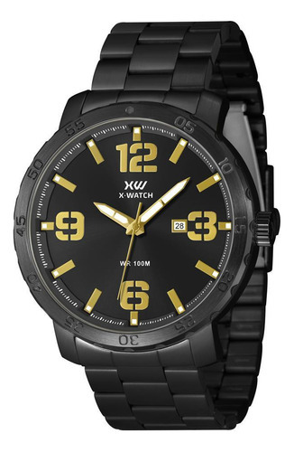 Relógio X-watch Original Analógico Calendário 100m Masculino Cor da correia Dourado