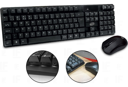 Combo De Teclado E Mouse Wireless 1200dpi Newlink Advanced Cor de teclado Preto Idioma Português Brasil