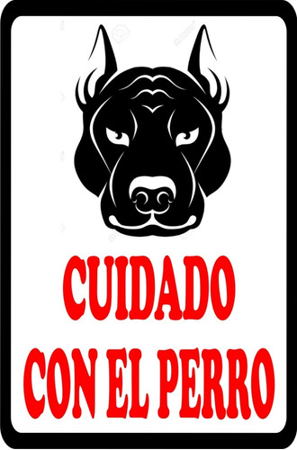 Cartel Cuidado Con El Perro.  Pvc 3 Mm. 30x20 Cm. Mas Vinilo