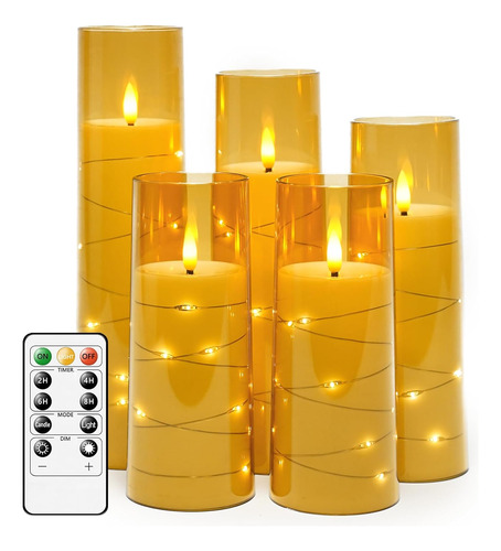 Velas Led Sin Llama Con Temporizador, 5 Velas Parpadeantes S