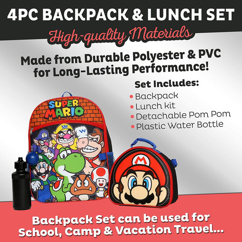 Set De Mochilas Nintendo Super Mario Bros De 4 Piezas Para N