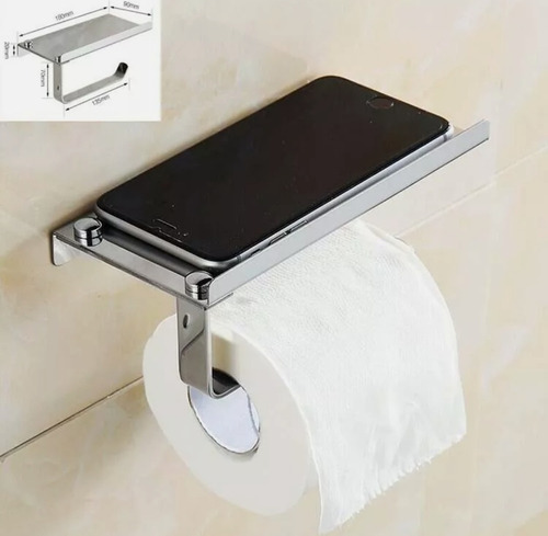 Imagen 4 de 9 de Porta Rollo Papel Higiénico Confort Soporte Celular Premium